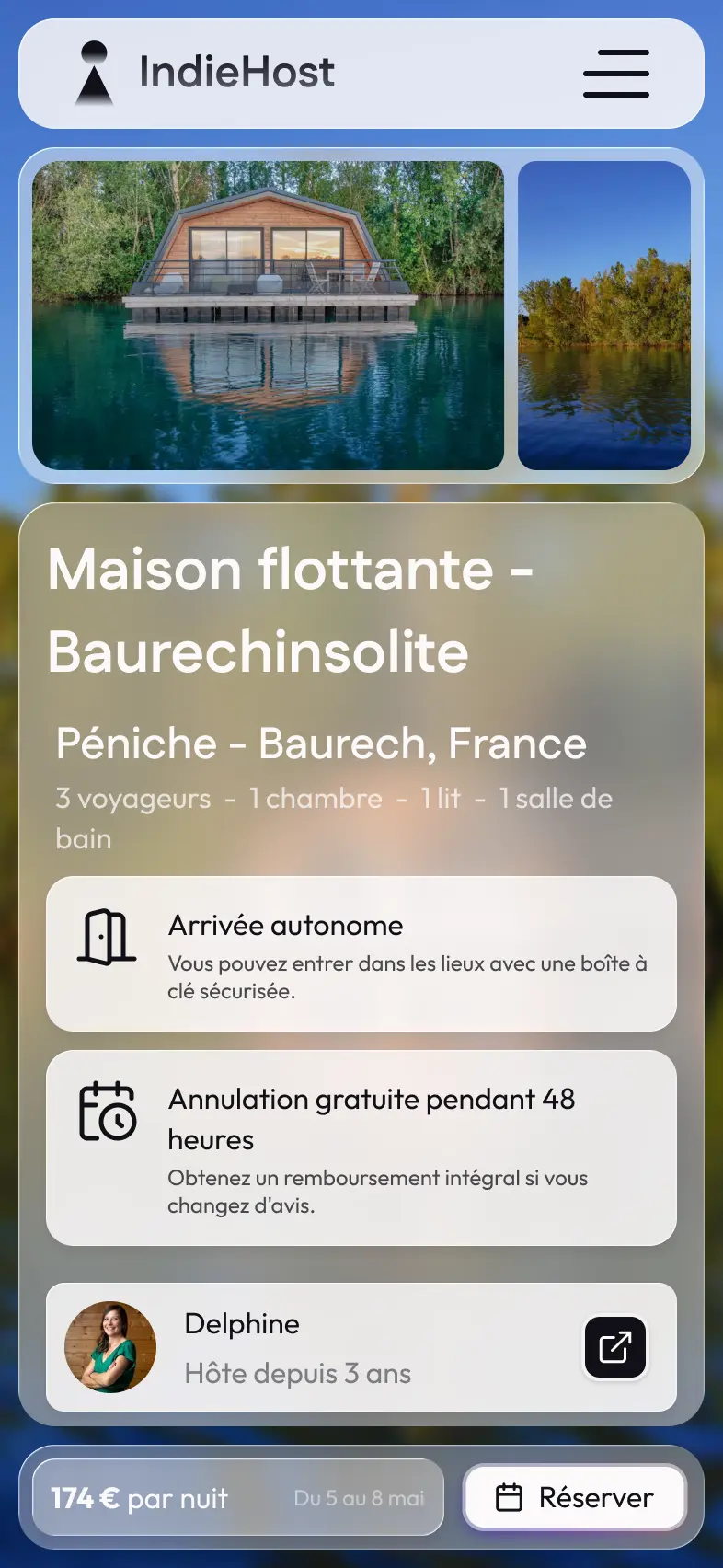 Annonce IndieHost habillée d'un thème graphique personnalisé